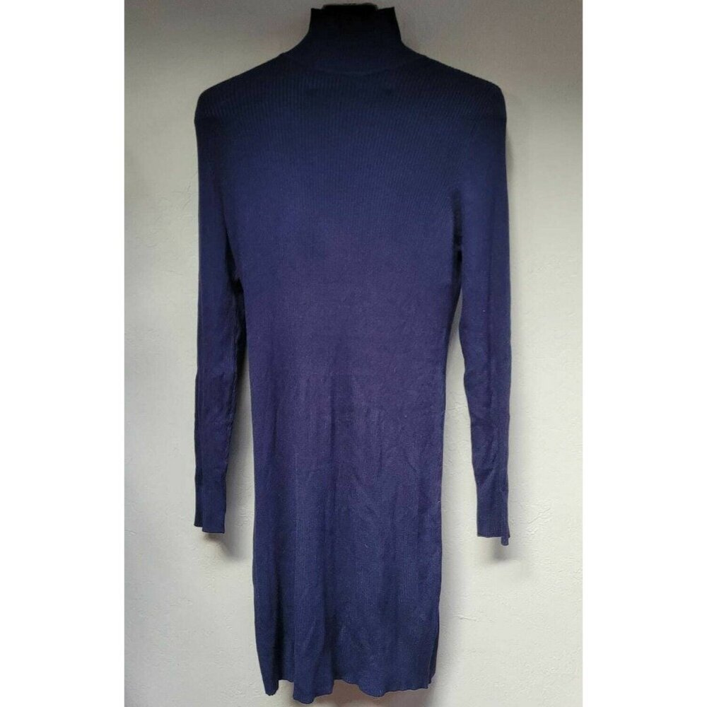 New Simply Styled By Sears Mock Neck Sweater Dress Large Knit Navy Long Sleeve